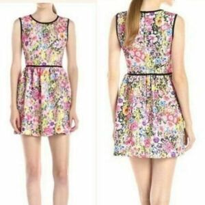 Black Halo Dress Quilted Floral Fit &‎ Flare Size 8